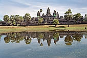 Angkor Wat temple, reflections of the gopura of the third enclosure. 